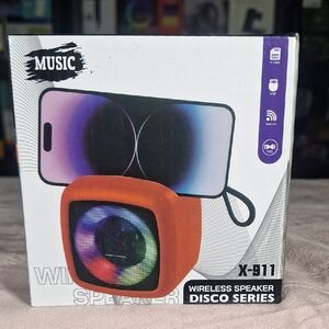 Orange Wireless Speaker with LED Lights